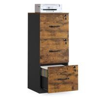 Archiefkast met afsluitbare laden en verstelbare hangstang, Vintagebruin-Zwart / 103H cm