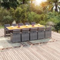 11-delige Tuinset met kussens poly rattan grijs