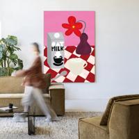 Urban Cotton Wandkleed 'Oatmilk Morning' 110 x 145cm in Frame - black