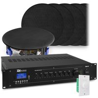 Geluidsinstallatie met 12x NCSP5B inbouw speaker en PRM120 versterker