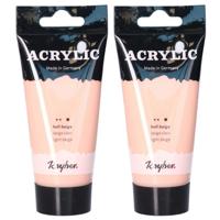 Acrylverf/hobbyverf op waterbasis - Set van 2x stuks - roze - 75 ml - Schilderen/knutselen