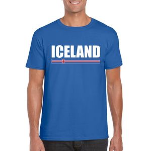 Blauw IJsland supporter t-shirt voor heren