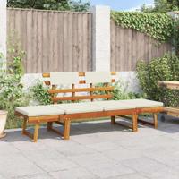 Tuinbank met kussens 2-in-1 190 cm massief acaciahout