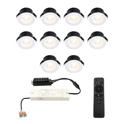 Set van 10 Cadiz LED Mini Inbouwspots met Trafo - 12 Volt 3 Watt 200 lumen - Dimbaar - Plat 26mm (Lage inbouwdiepte) - 2700K - IP44 waterdicht - Wit - Veranda spotjes - overkapping spotjes