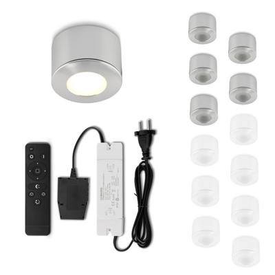Set Led opbouwspot met afstandsbediening Parma zilver 3W dimbaar IP44 1-12 stuks