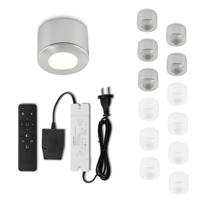 Set Led opbouwspot met afstandsbediening Parma zilver 3W dimbaar IP44 1-12 stuks