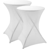 Nette afdekhoes voor een statafel - 2x - wit - spandex elastiek/polyester - D80 cm x H110 cm