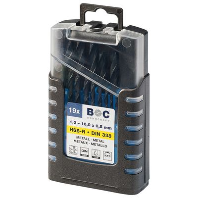 BC Borenset rolgewalst V 10 HSS DIN 338 type N 1,0-10,0 x 0,5mm, 19-delig