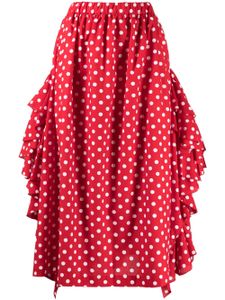 Comme Des Garçons Comme Des Garçons robe à pois à volants - Rouge