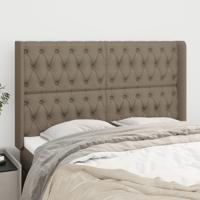 Hoofdbord met randen 147x16x118/128 cm stof taupe