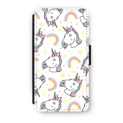 Rainbow Unicorn: iPhone X Flip Hoesje