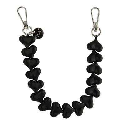 Telefoonkoord Heart - Effen Zwart - Zilver Telefoonkoord Heart - Effen Zwart - Zilver