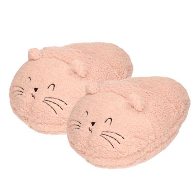 Voetenwarmer pantoffel / slof - muisje - lichtroze - one size - 30 x 27 cm - dierensloffen