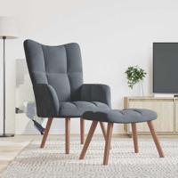 Relaxstoel met voetenbank fluweel donkergrijs
