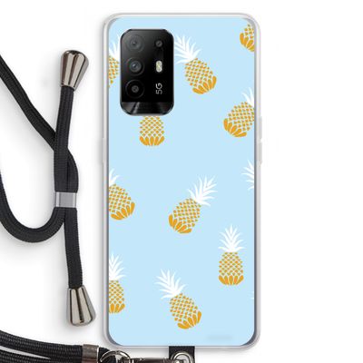 Ananasjes: Oppo A95 5G Transparant Hoesje met koord