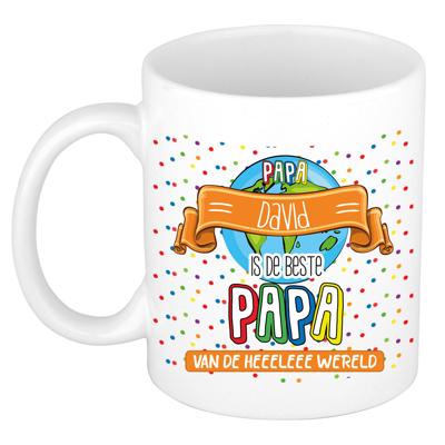 Naam mok papa David - wit - de beste - keramiek - 300 ml - Vaderdag/verjaardag