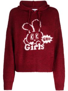 CHOCOOLATE hoodie en maille intarsia à lien de resserrage - Rouge