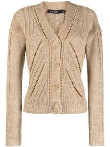 Lauren Ralph Lauren cardigan en maille pointelle à col v - Marron