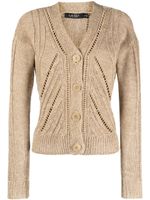 Lauren Ralph Lauren cardigan en maille pointelle à col v - Marron