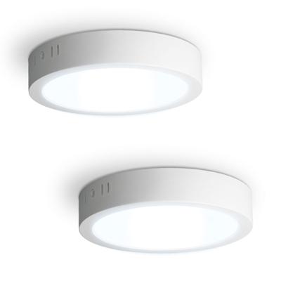 Set van 2 Indiana opbouwspots rond - 12 Watt 1160 Lumen - Wit - 6500K daglicht wit - LED downlight - IP20 stofdicht - 160mm