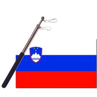 Landen vlag Slovenie - 90 x 150 cm - met compacte draagbare telescoop vlaggenstok - supporters - thumbnail