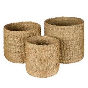 Mand (set Van 3) Padar Hout - Naturel Natuurlijk Materiaal