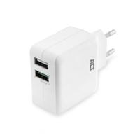 ACT USB lader, 2-poorts, 30W, op één poort Charge, wit