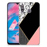 Samsung Galaxy M30 | TPU Hoesje | Zwart Roze Vormen