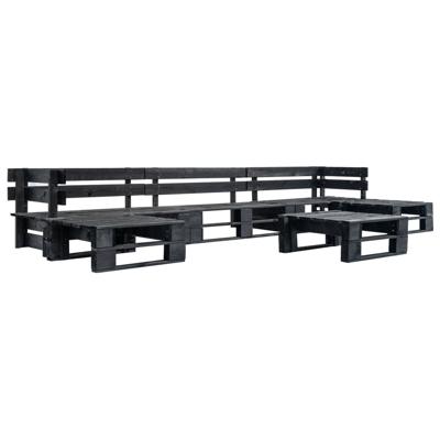 6-delige Loungeset pallet hout zwart