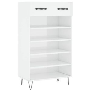 The Living Store Schoenenkast - Elegant - 60 x 35 x 105 cm - Hoogglans wit