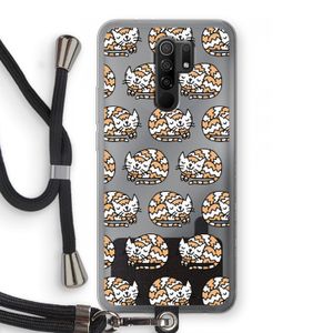 Slapende poes: Xiaomi Redmi 9 Transparant Hoesje met koord