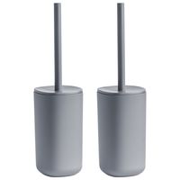 2x Stuks WC/Toiletborstel houder kunststof - grijs - D9 x 35 cm - modern