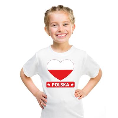 Polen Supporters t-shirt - kinderen - hartjes vlag - wit - korte mouwen - sport - kleding