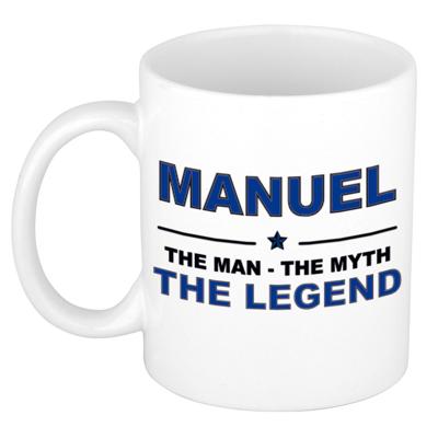 Manuel cadeau mok - man myth legend - naam koffiemok / beker - wit en blauw - 300 ml Manuel cadeau mok - man myth legend - naam koffiemok / beker - wit en blauw - 300 ml