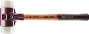 Halder Kunststofhamer | lengte 330 mm hoofd-d. 40 mm | hard hout | nylon wit | 1 stuk - 3008.040 3008.040