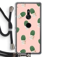 Cactusprint roze: Sony Xperia XZ2 Transparant Hoesje met koord