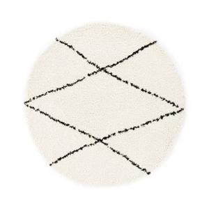 Boho&me Rond hoogpolig vloerkleed ruit Artisan - wit|zwart - 160 cm