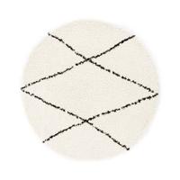 Boho&me Rond hoogpolig vloerkleed ruit Artisan - wit|zwart - 160 cm