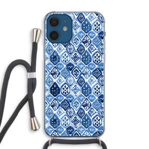Blauw motief: iPhone 12 Transparant Hoesje met koord