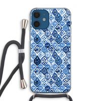 Blauw motief: iPhone 12 Transparant Hoesje met koord
