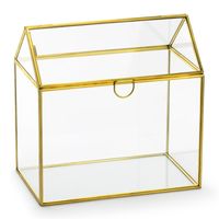 Enveloppendoos goud huisje - bruiloft - goud - glas/metaal - 13 x 21 cm   - - thumbnail