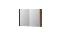 INK SPK1 spiegelkast met 2 dubbel gespiegelde deuren, 1 verstelbaar glazen planchet, stopcontact en schakelaar 80 x 14 x 60 cm, massief eiken