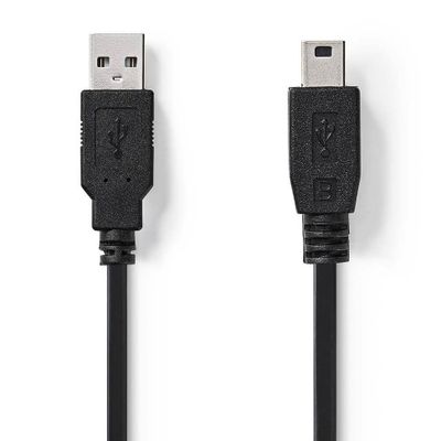 Nedis USB-A 2.0 male - USB Mini-B 5-pins male 2m Zwart