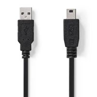 Nedis USB-A 2.0 male - USB Mini-B 5-pins male 2m Zwart Nedis USB-A 2.0 male - USB Mini-B 5-pins male 2m Zwart