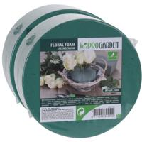 Pro Garden Steekschuim - 2x stuks - nat - rond - groen - D14 x H7 cm - voor echte bloemen - floral f