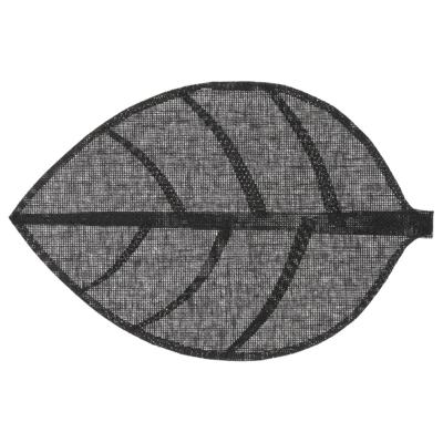 Secret de Gourmet Placemat Leaf - zwart - ovaal - 50 x 33 cm - Decoratief