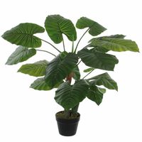 Groene kunstplant Colocasia Taro succulent plant in pot 90 cm - Kunstplanten