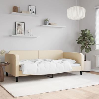 Slaapbank 100x200 cm stof crèmekleurig