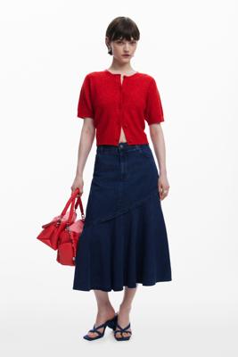 Jeans midi-rok met ruches - BLUE - S