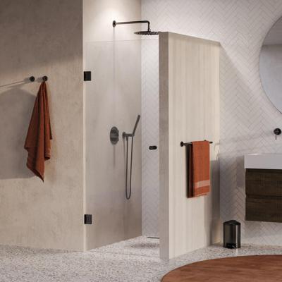 BRAUER Void Carving Nisdeur - 60x200cm - draaideur - glascoating - omkeerbaar - helder glas - geborsteld gunmetal PVD GS-VOCN1H60200GM